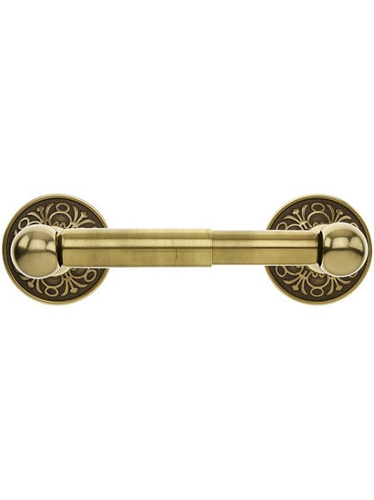 Brass Toilet-Paper Holder with Lancaster Rosettes in Antique Brass.